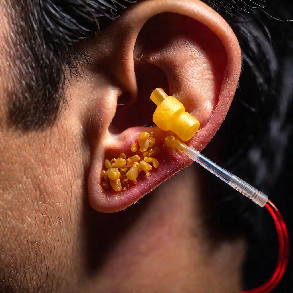 Восковая пробка в ухе при осмотре врачом
