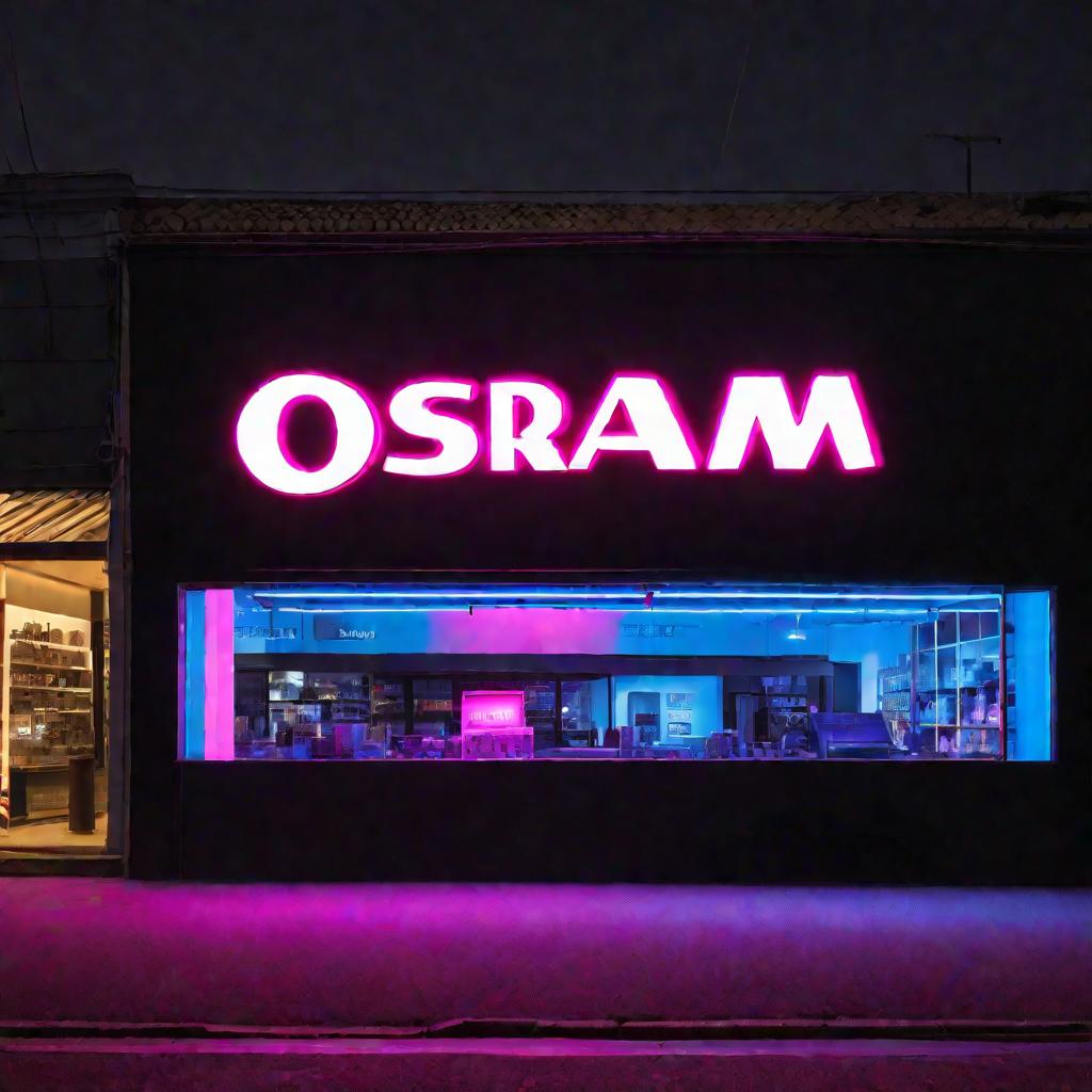 Витрина магазина с лампами OSRAM