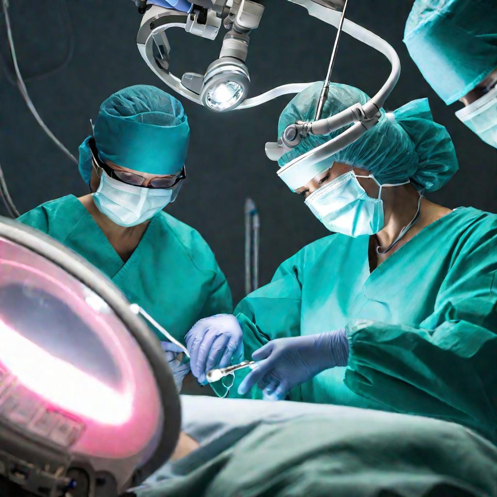 Хирург удаляет синехии при гистероскопии