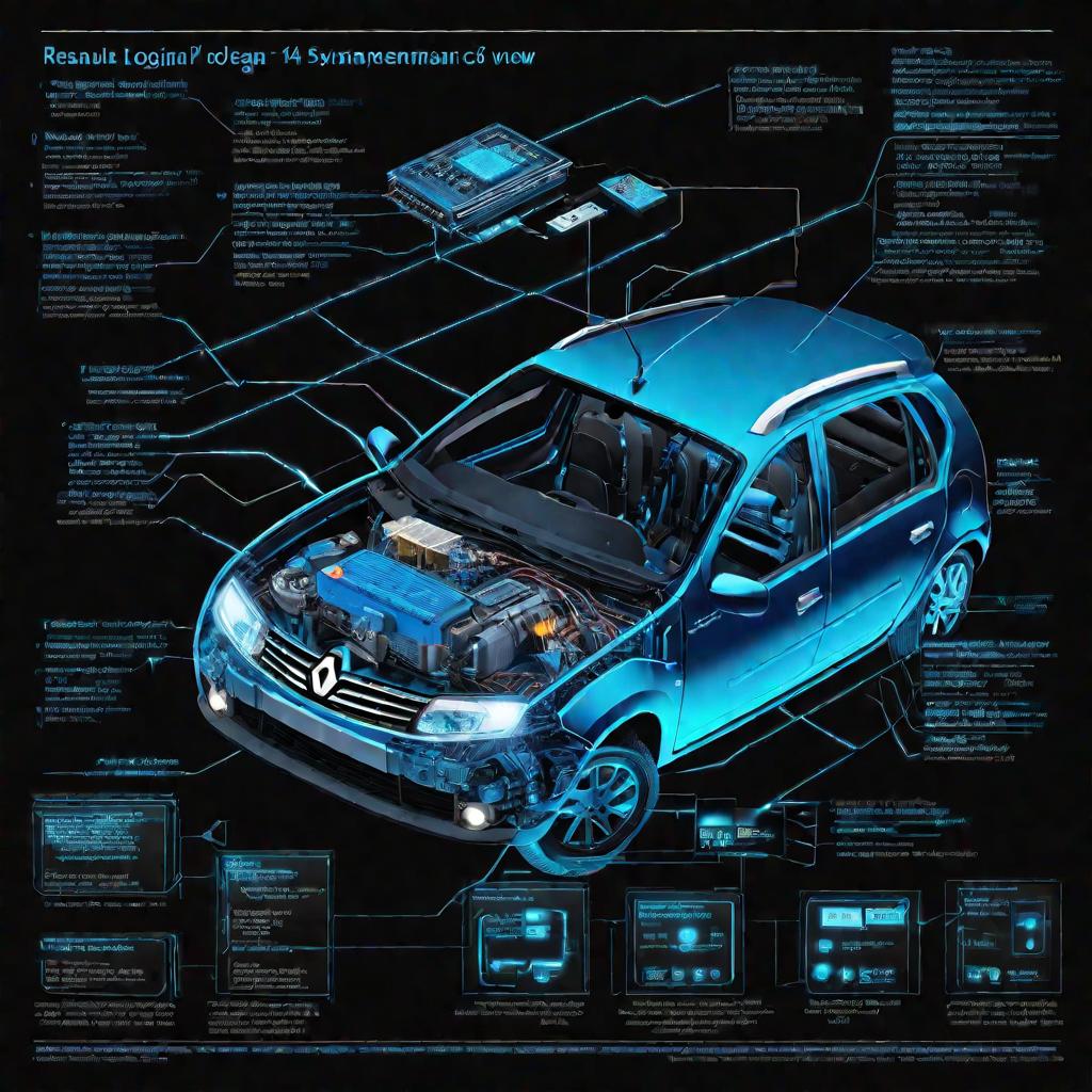 Схема электросистем Рено Логан на черном фоне