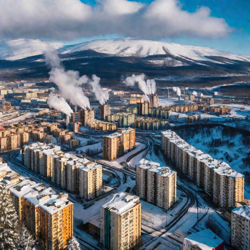 Город в Сибири зимой