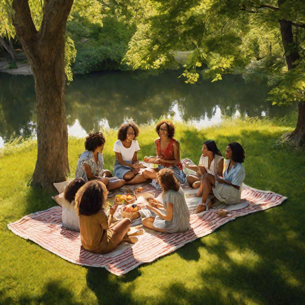 Группа женщин на пикнике в парке