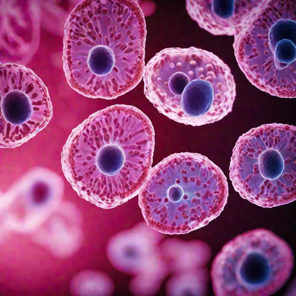 Крупный кинематографический кадр микроскопического стекла с образцами клеток шейки матки, некоторые нормальные, некоторые аномальные, предраковые, обнаруженные с помощью теста Папаниколау для ранней диагностики