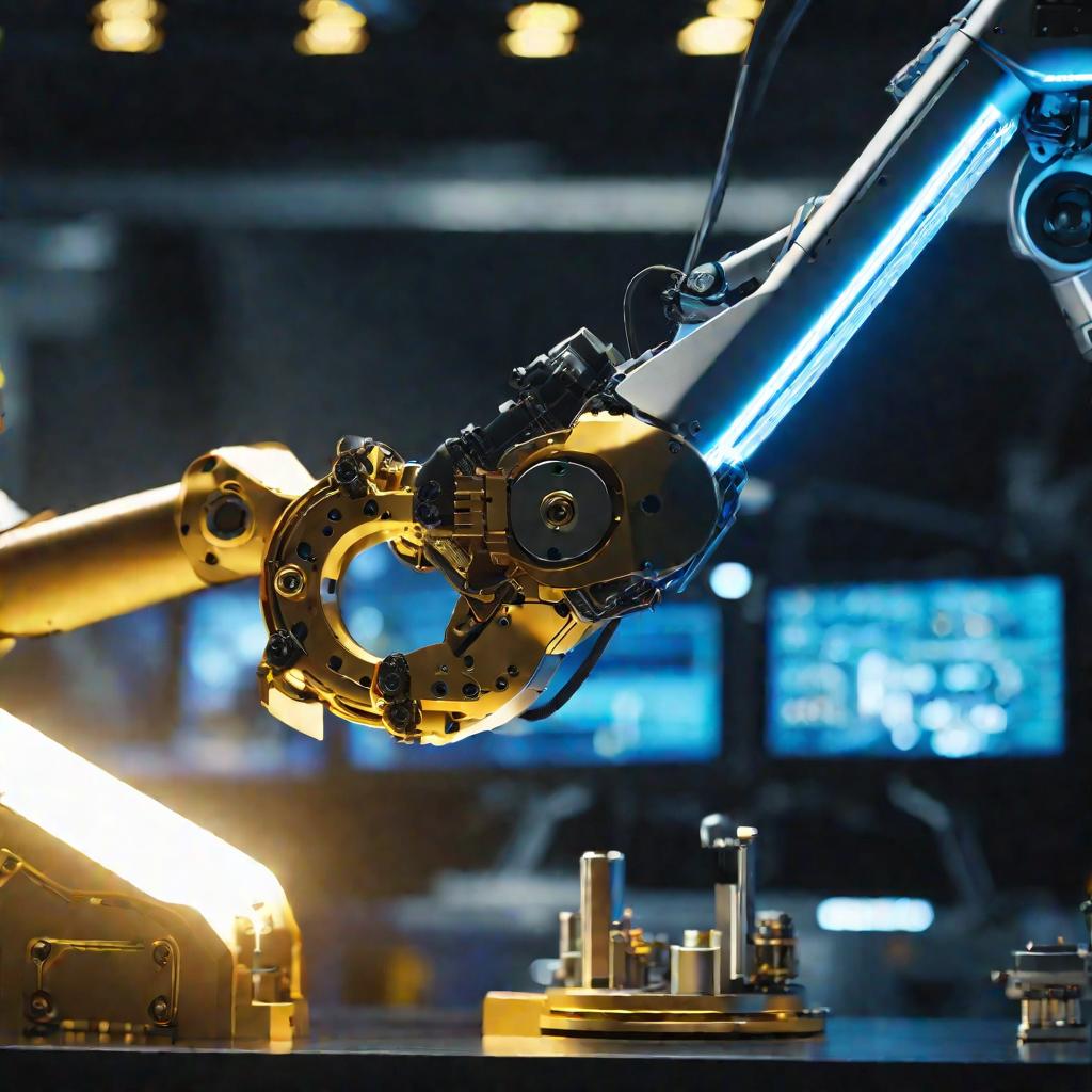 Крупный план роботизированной руки на производстве