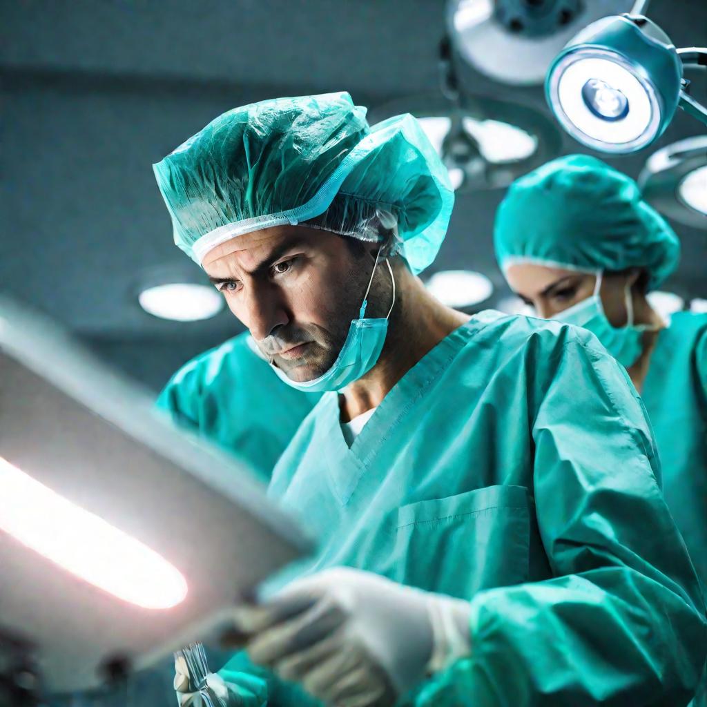 Хирург во время операции в операционной