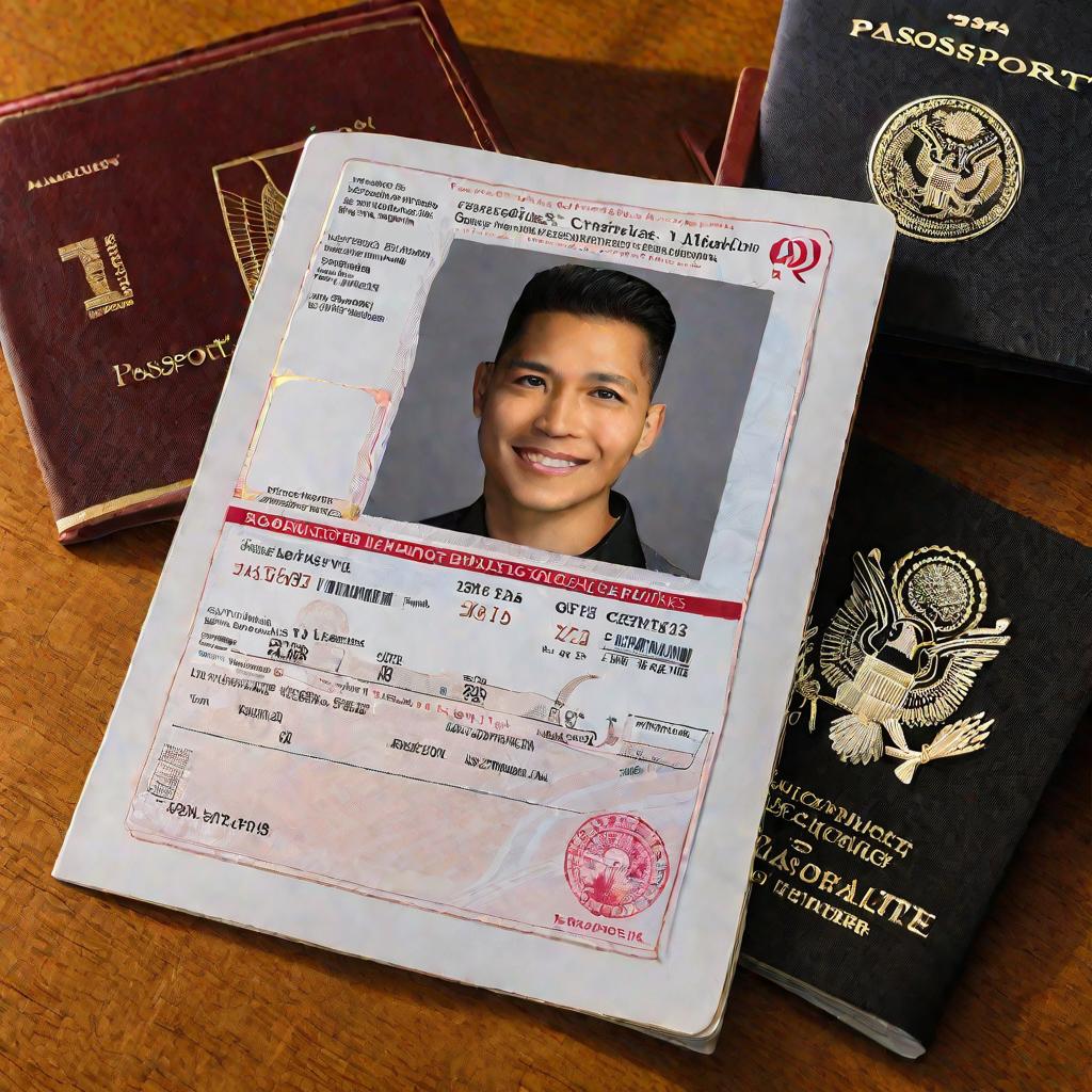 Паспорт открыт на странице с личными данными и номером свидетельства о рождении