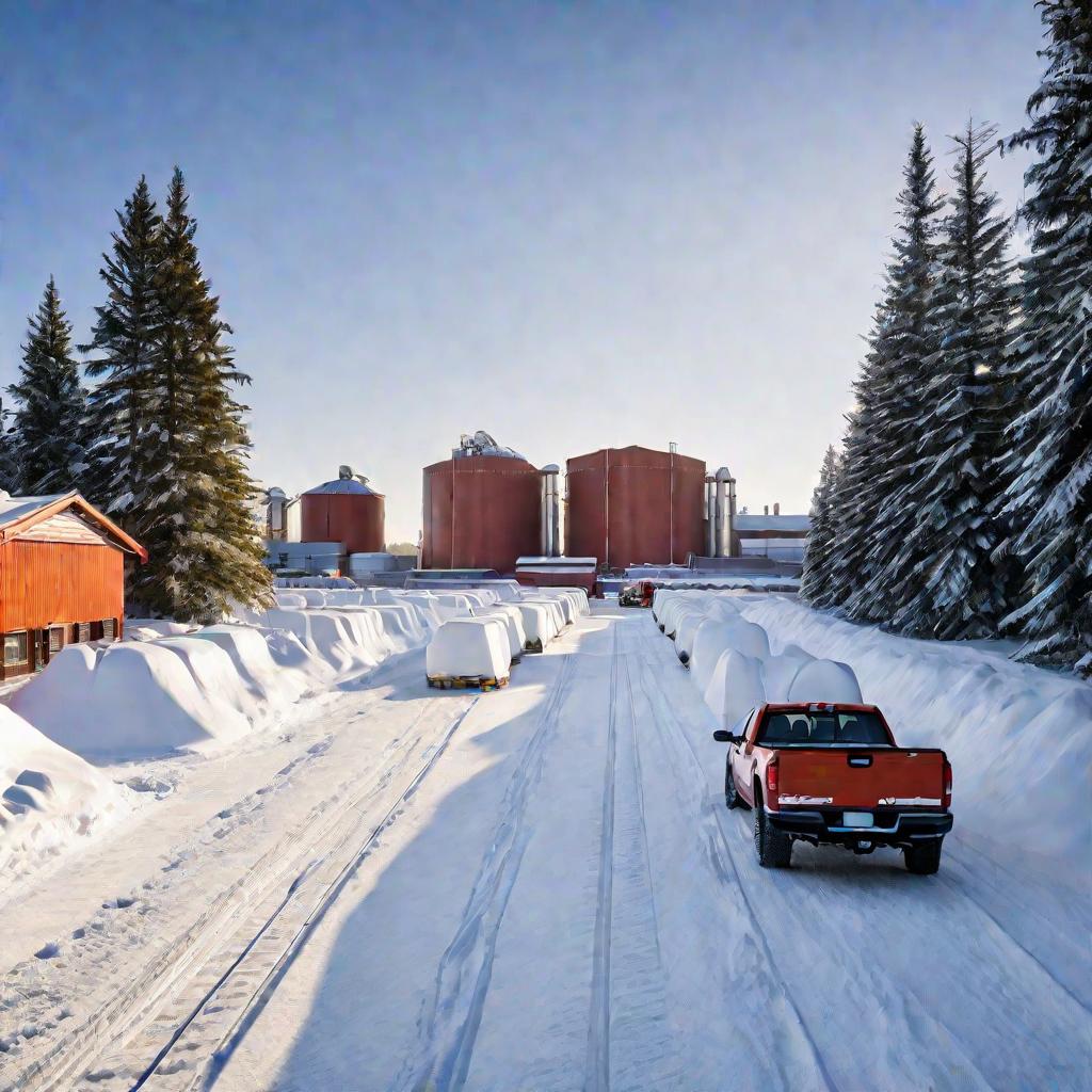 Завод зимой после снегопада