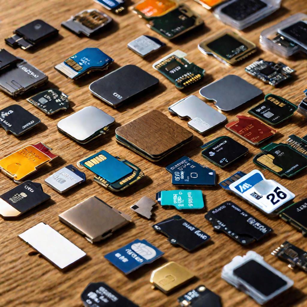 Много Micro SD карт на деревянном столе