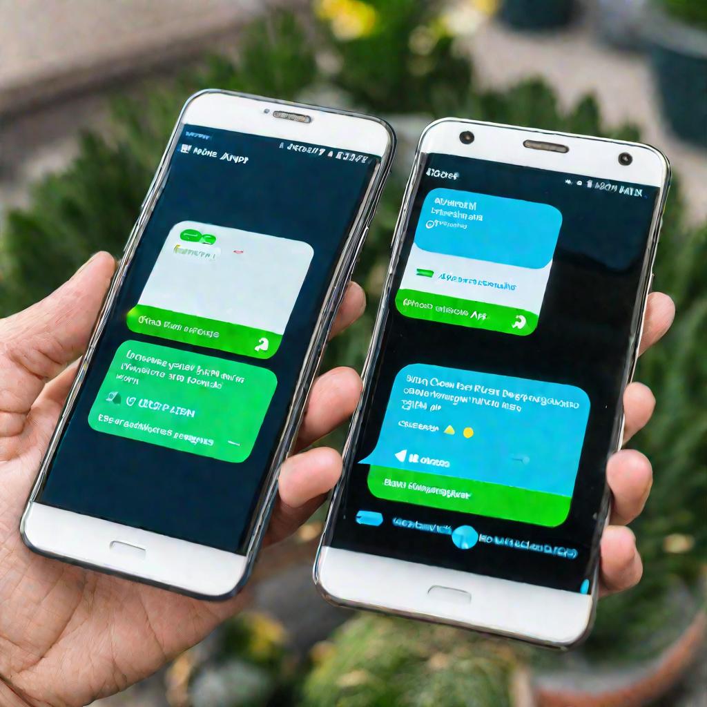 Два одинаковых приложения для чата на экране Android после клонирования