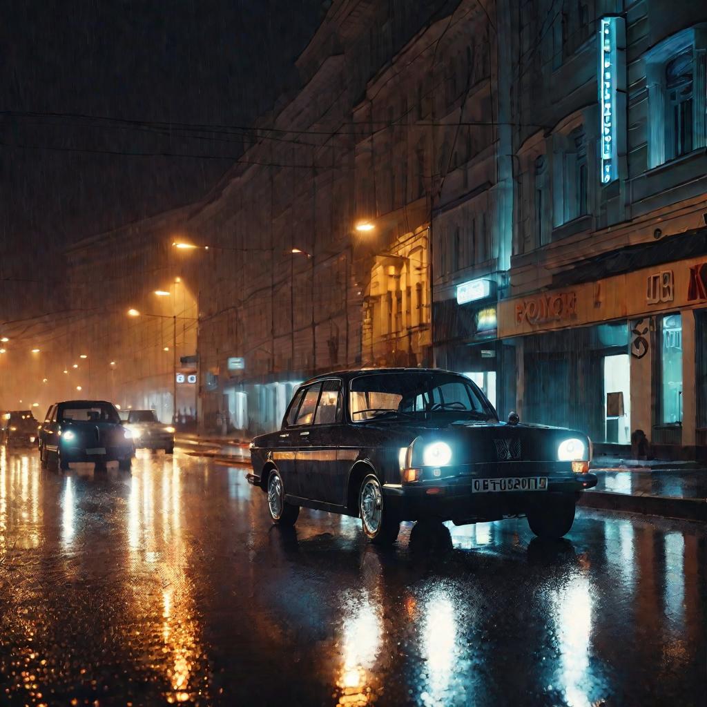 Фото машины в Москве ночью