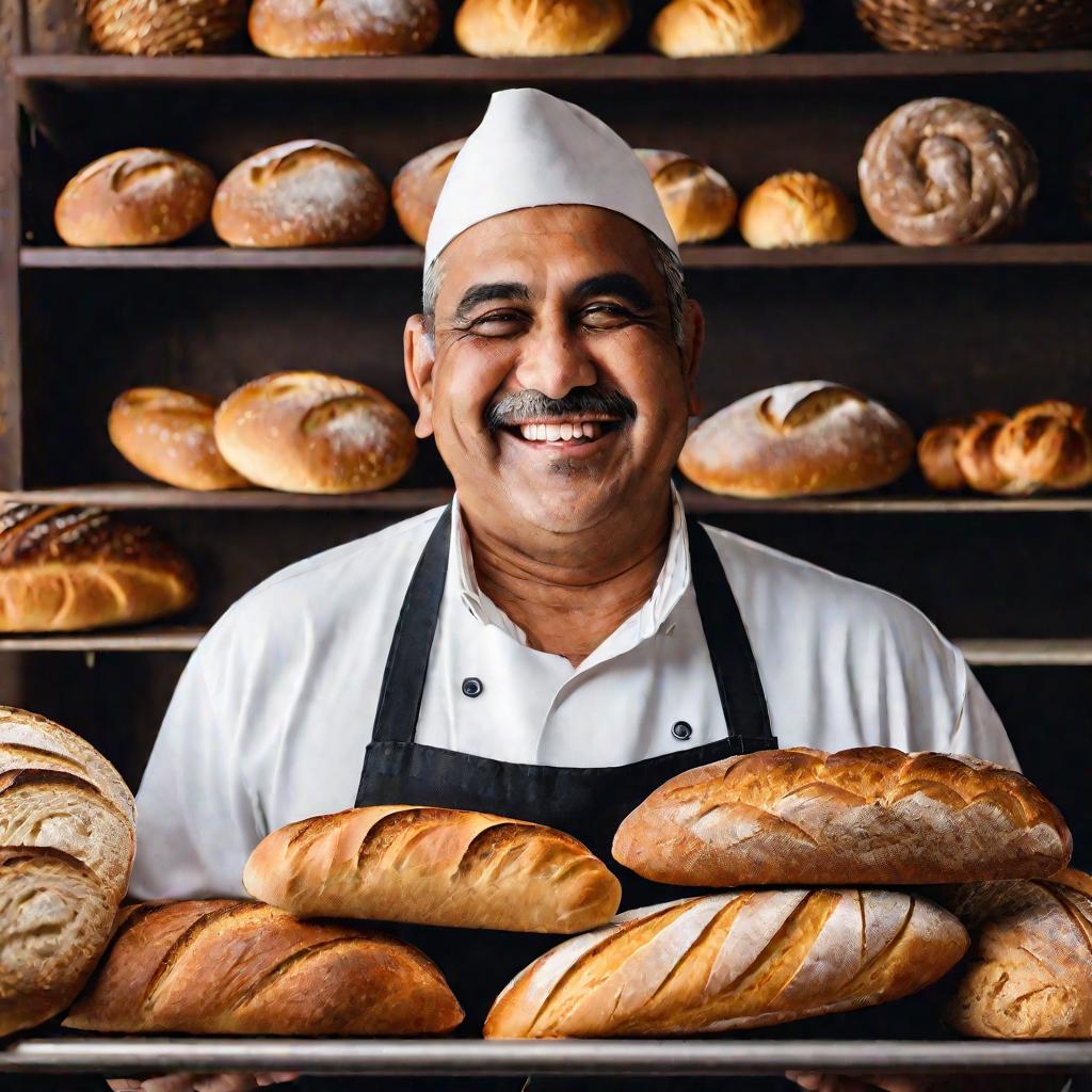Портрет продавца с хлебом