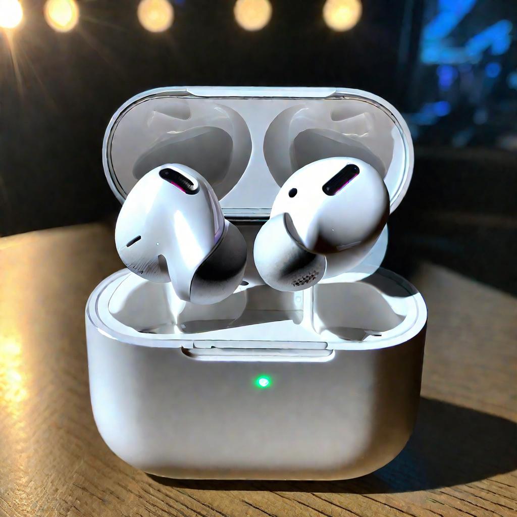 Экран Айфона с наушниками Airpods