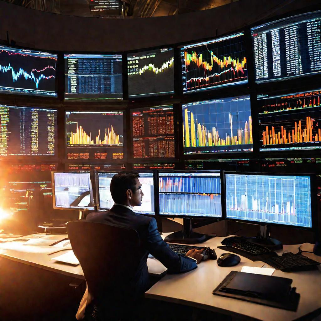 Мужчина анализирует данные на фондовом рынке