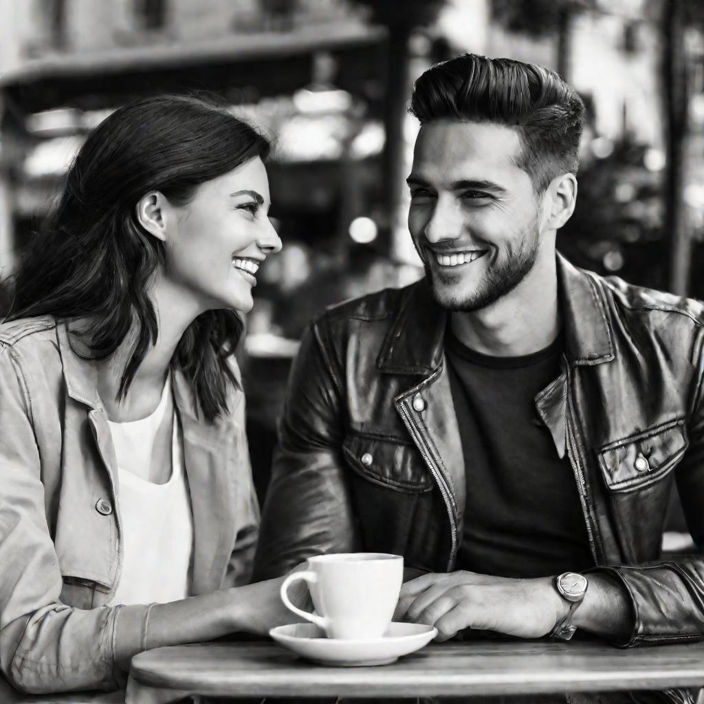 Мужчина и женщина за столиком кафе