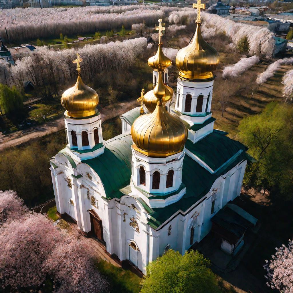 Старая православная церковь с куполами