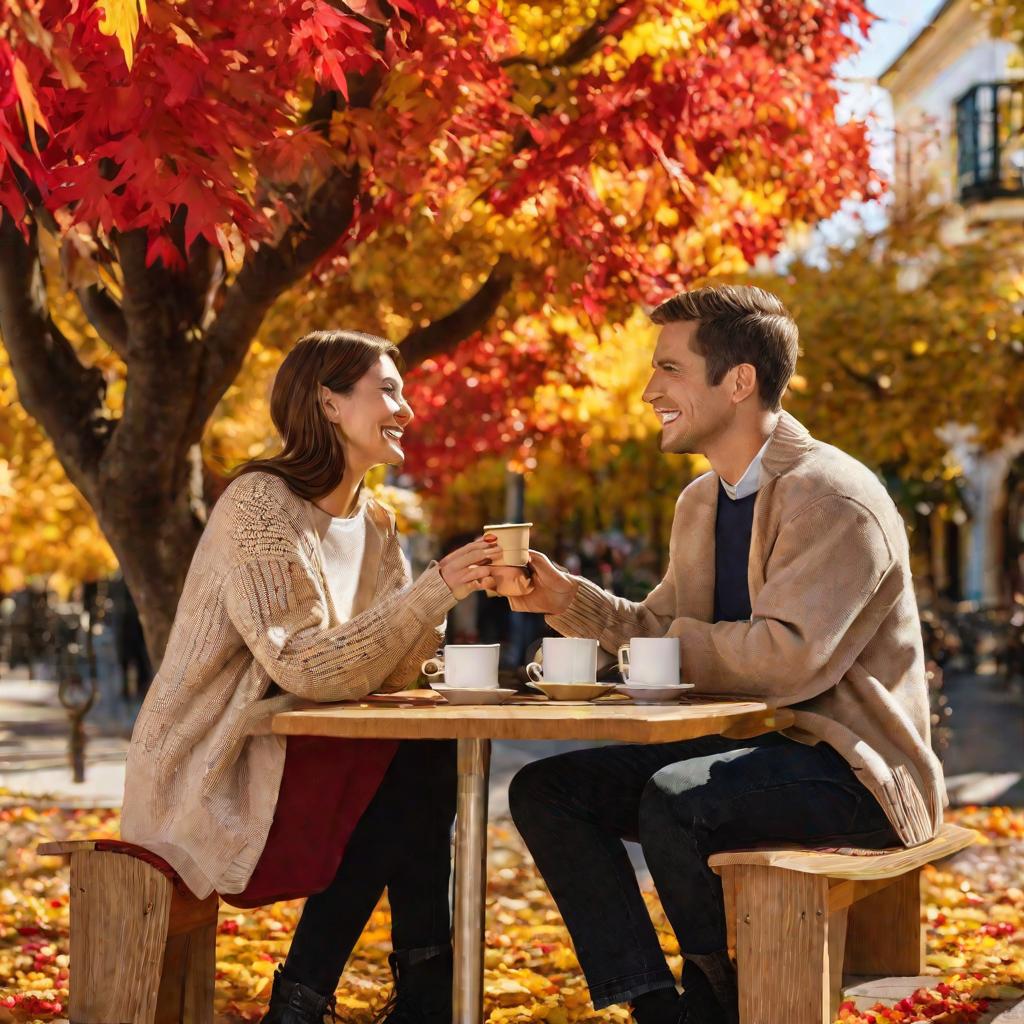 Мужчина и женщина беседуют за чашкой кофе