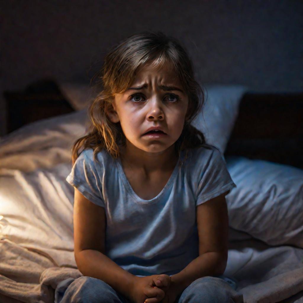 Портрет плачущей девочки, слышны крики и битье посуды в соседней комнате