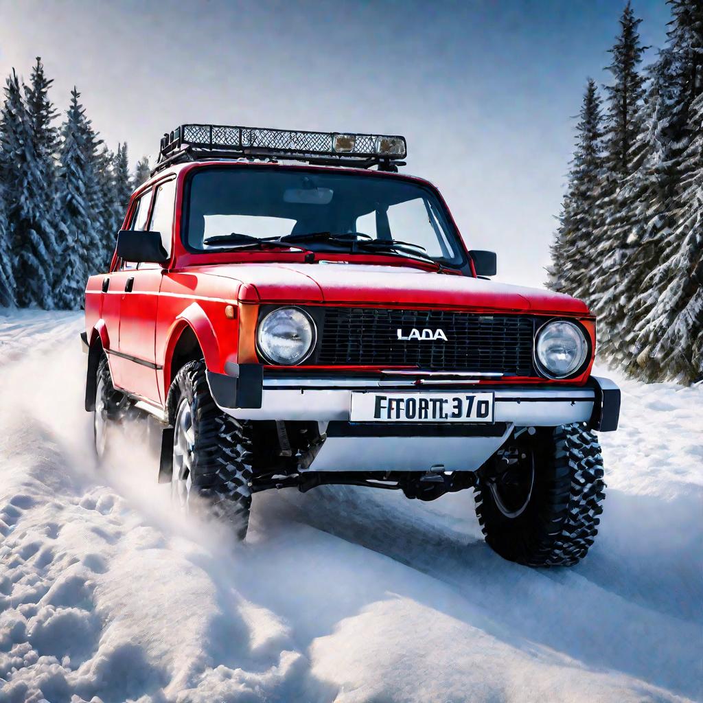 Двигатель 21214 автомобиля Лада 4x4 зимой