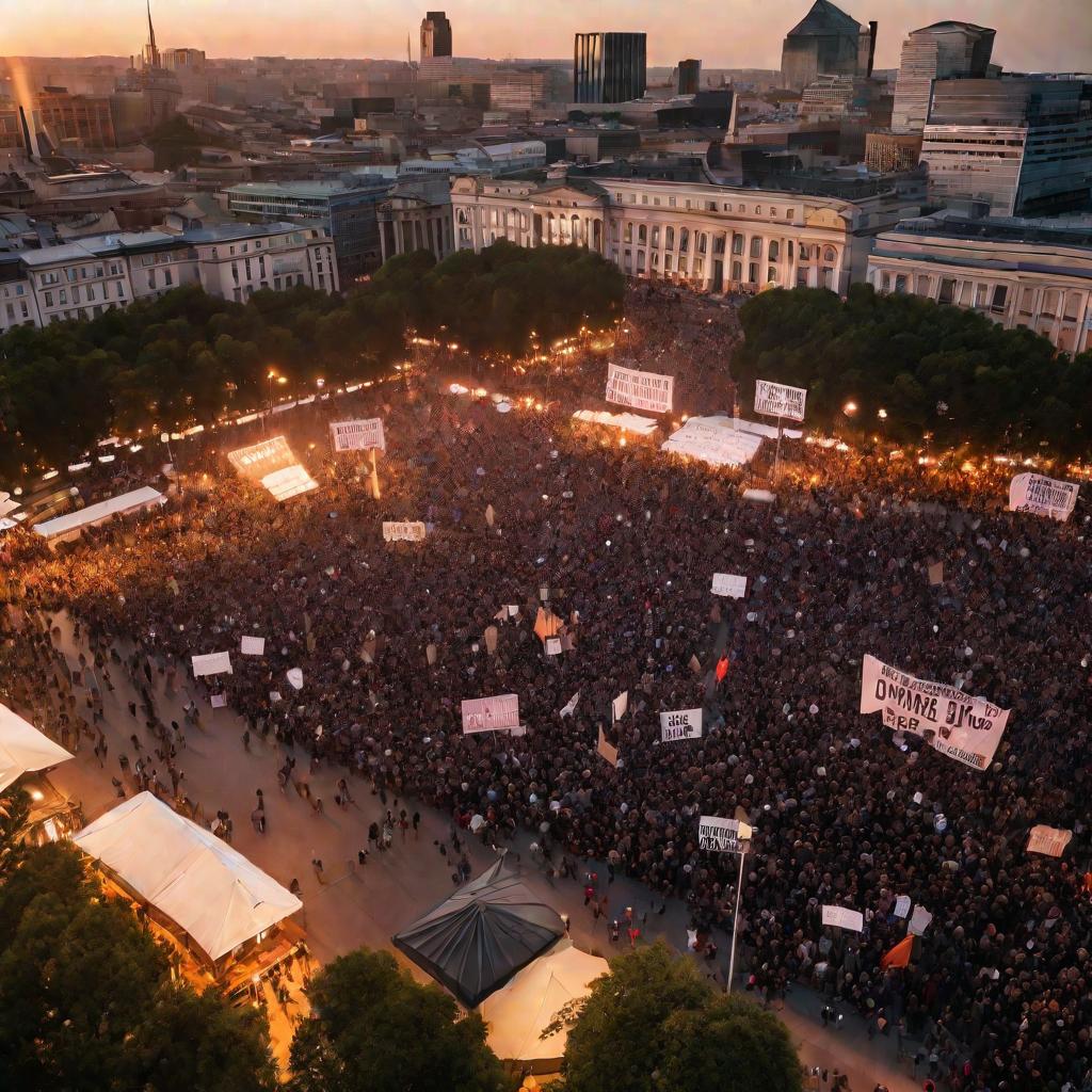 Толпа протестующих на площади