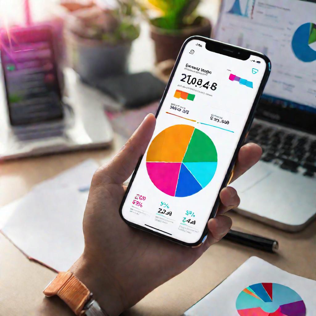Смартфон с приложением для учета расходов