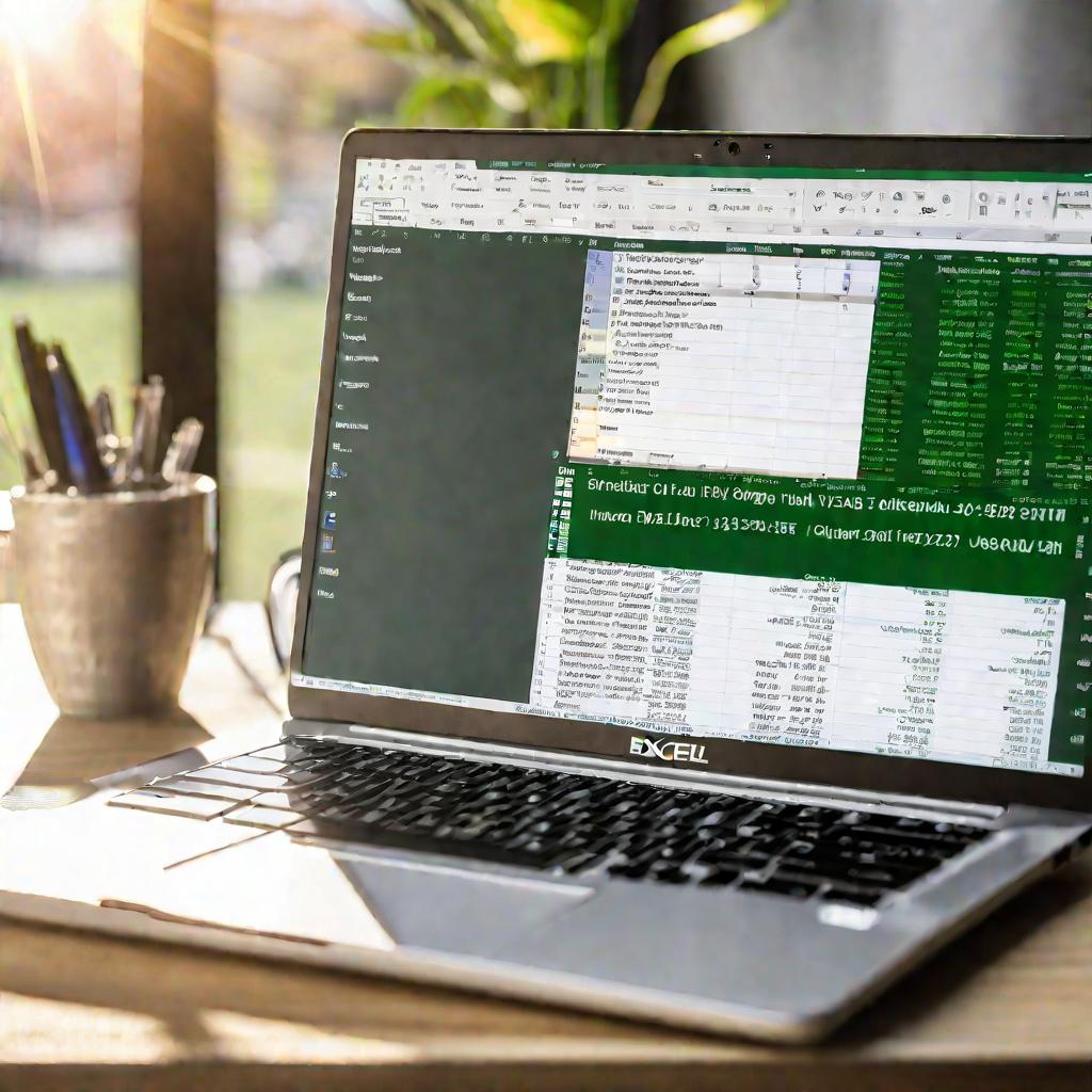 Ноутбук с открытой программой Excel на экране