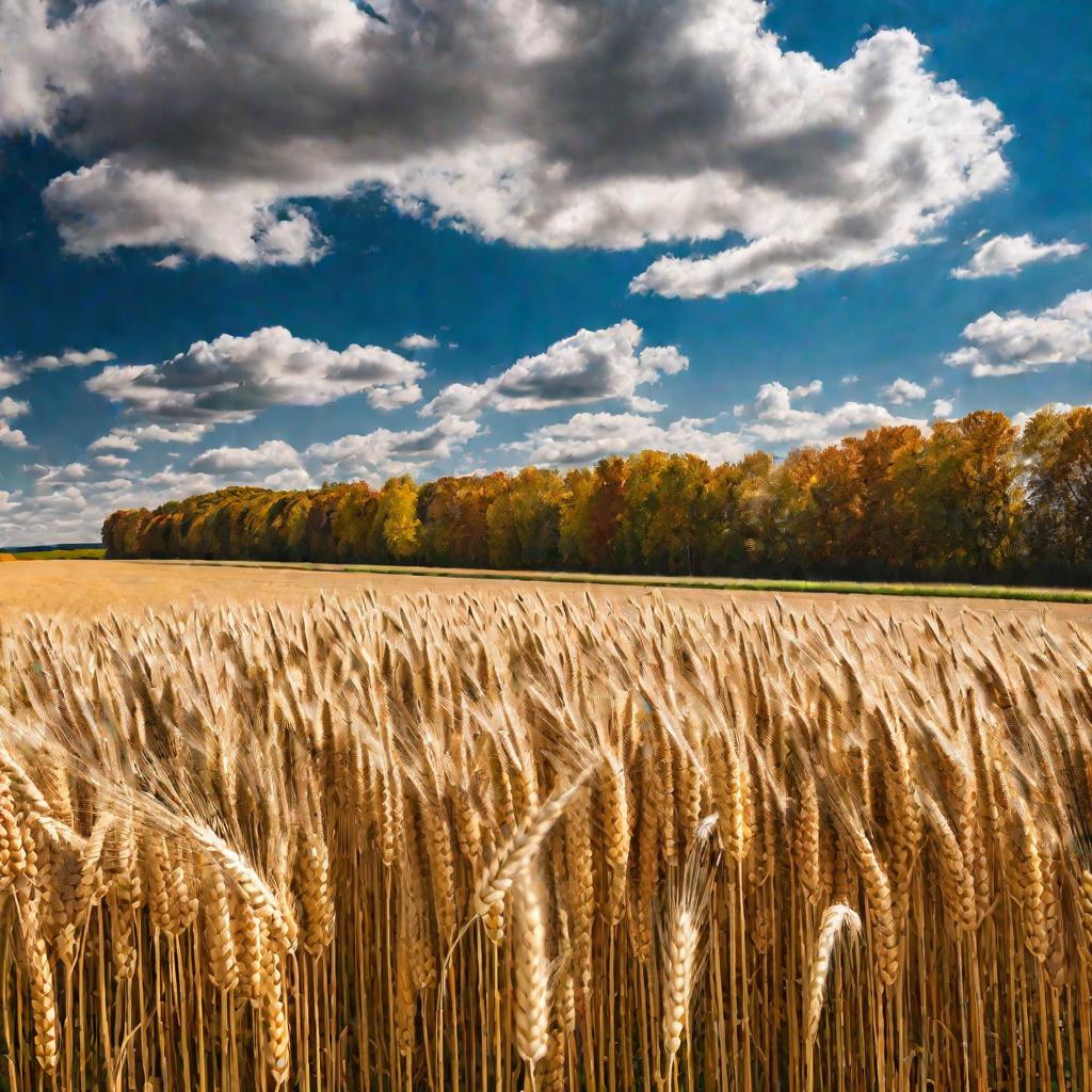 Пшеничное поле осенью — источник сложных углеводов