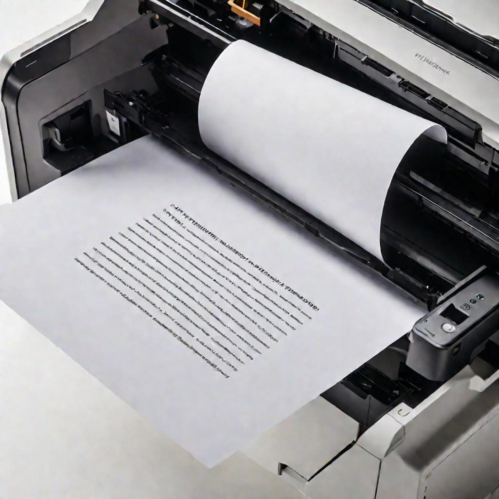 Лист бумаги выходит из принтера