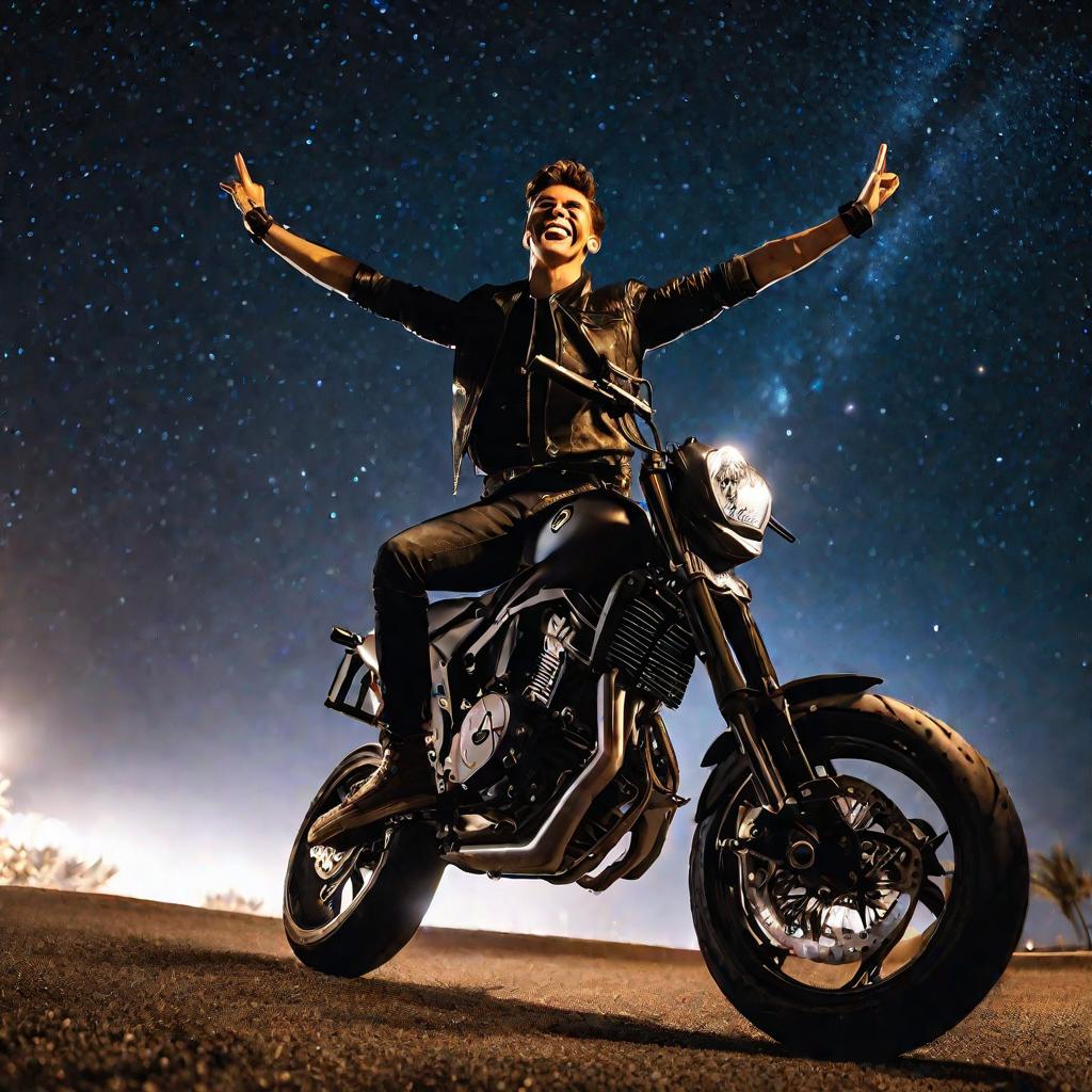 Изображение молодого мужчины на мотоцикле, иллюстрирующее поиск острых ощущений при истерическом расстройстве личности у мужчин