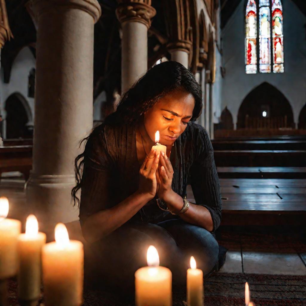 Плачущая молящаяся женщина
