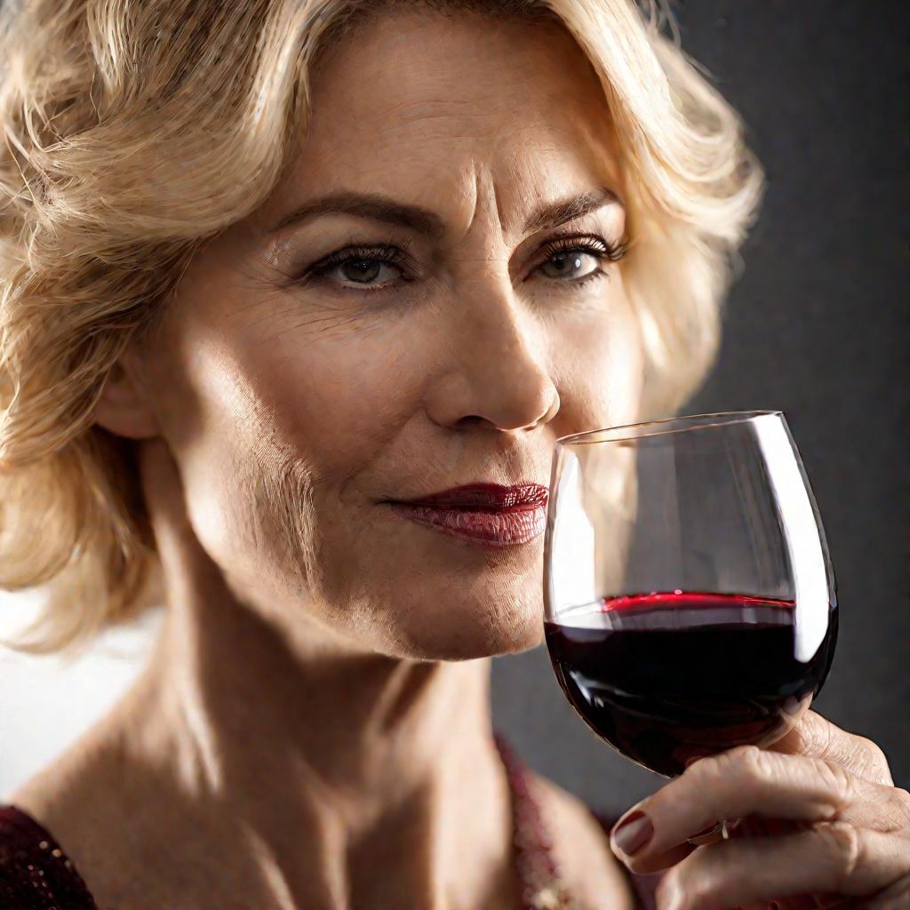 Женщина держит бокал красного вина