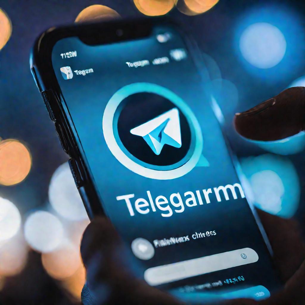 Логотип Telegram на фоне чата