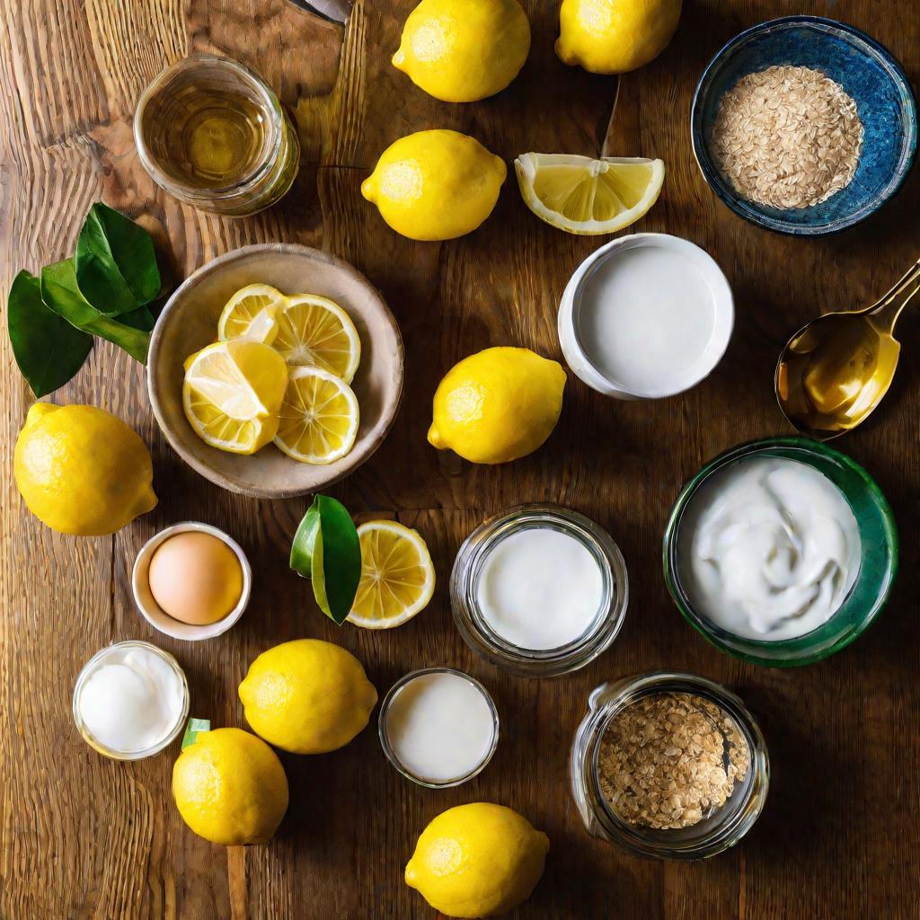 Ингредиенты для лимонной маски на столе