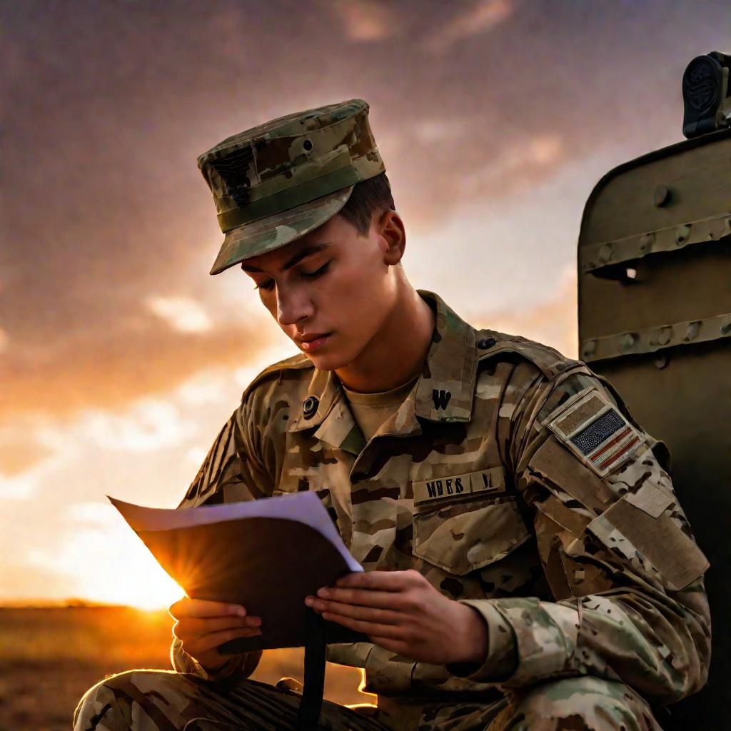 Солдат читает письмо от любимой