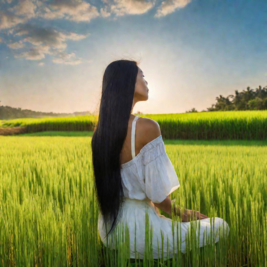 Девушка в рисовом поле