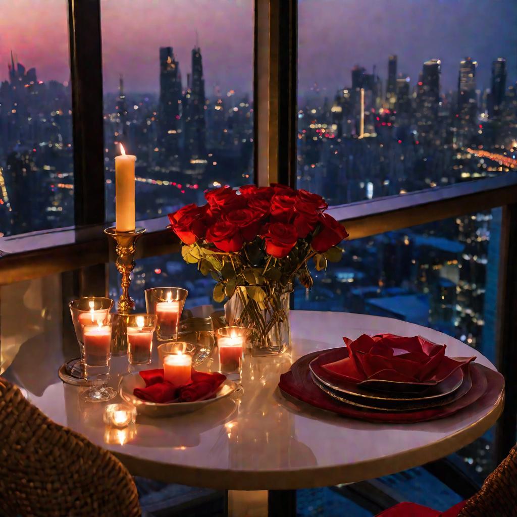 Романтический ужин при свечах на балконе