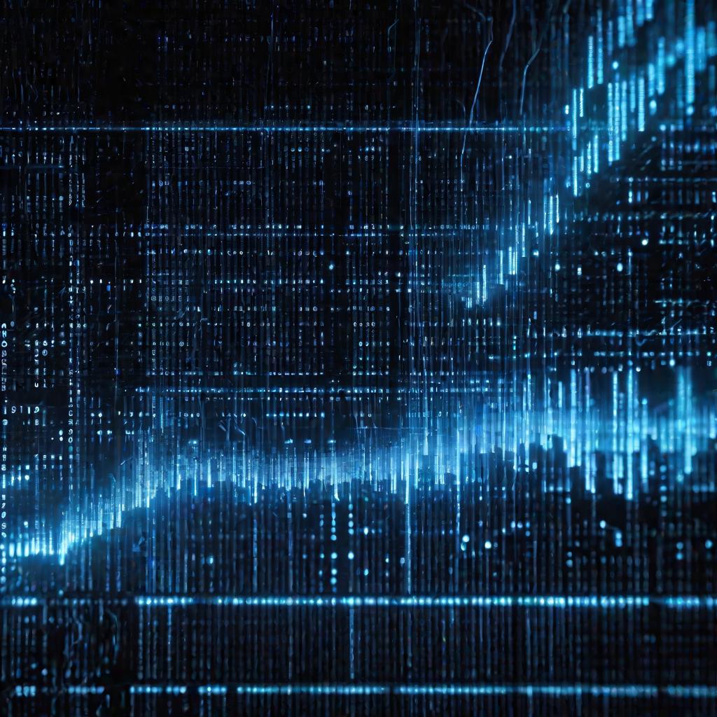 Крупный план свечения голубых матричных кодов и визуализации данных внутри high-tech интерфейса StringGrid на черном фоне