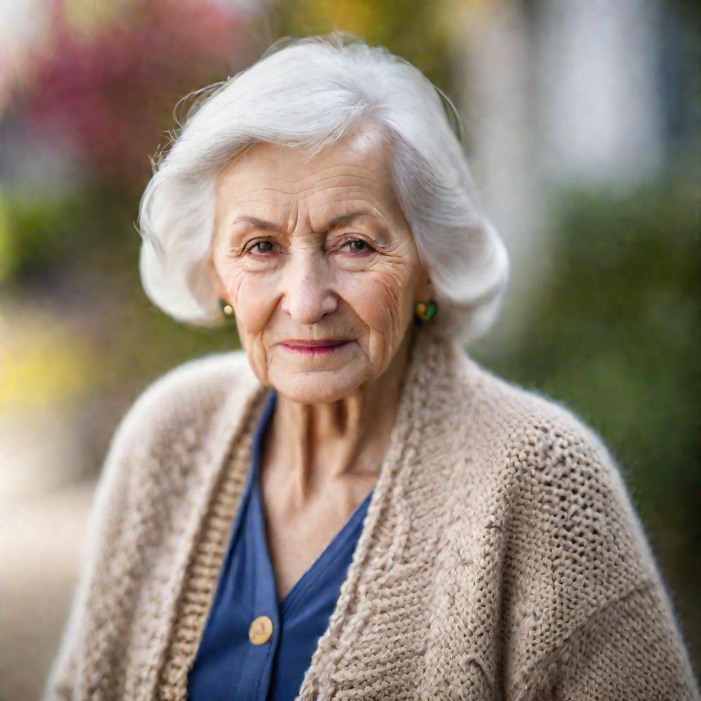 Пожилая женщина-психолог, специализирующаяся на помощи алкоголикам, смотрит с сочувствием
