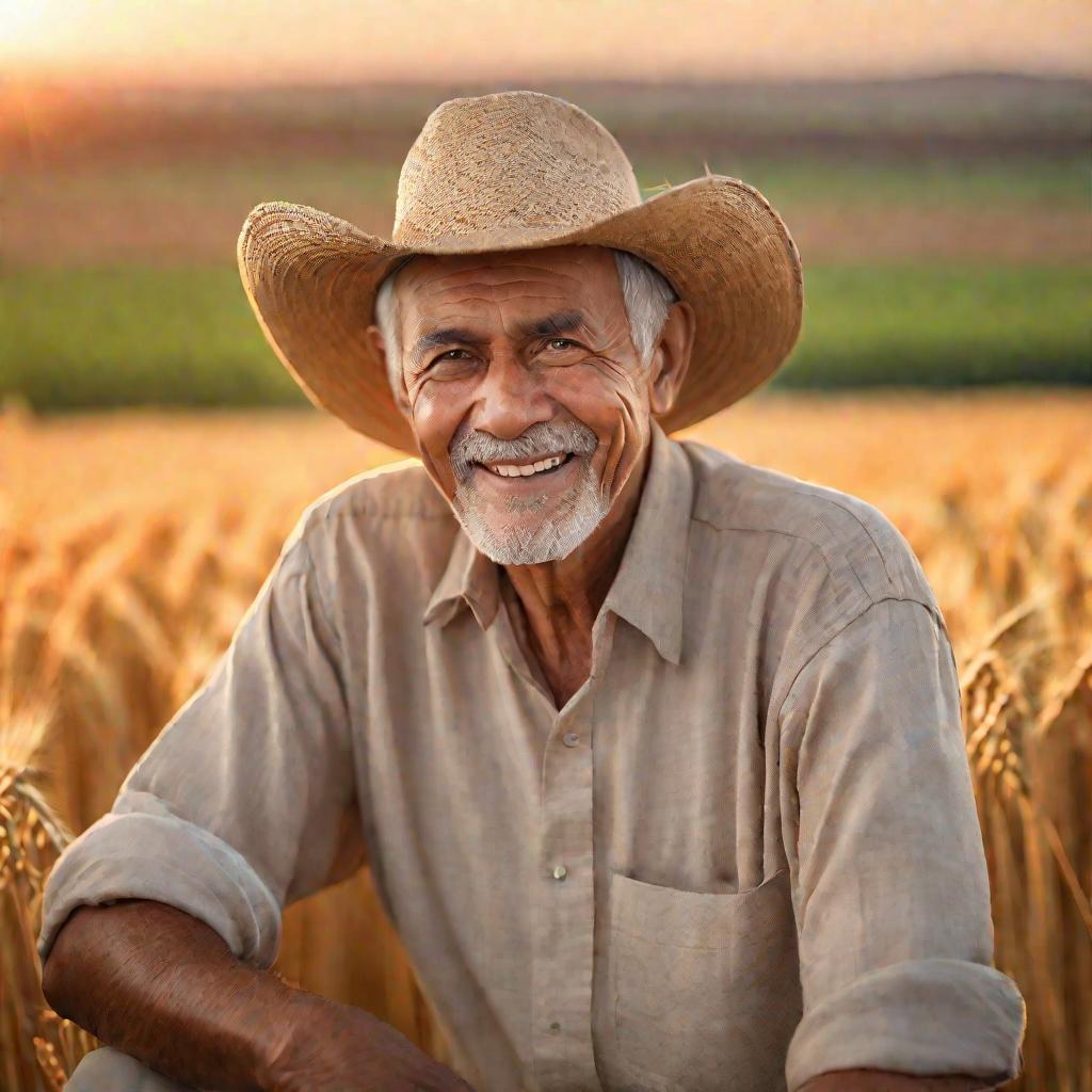 Портрет старика на фоне полей