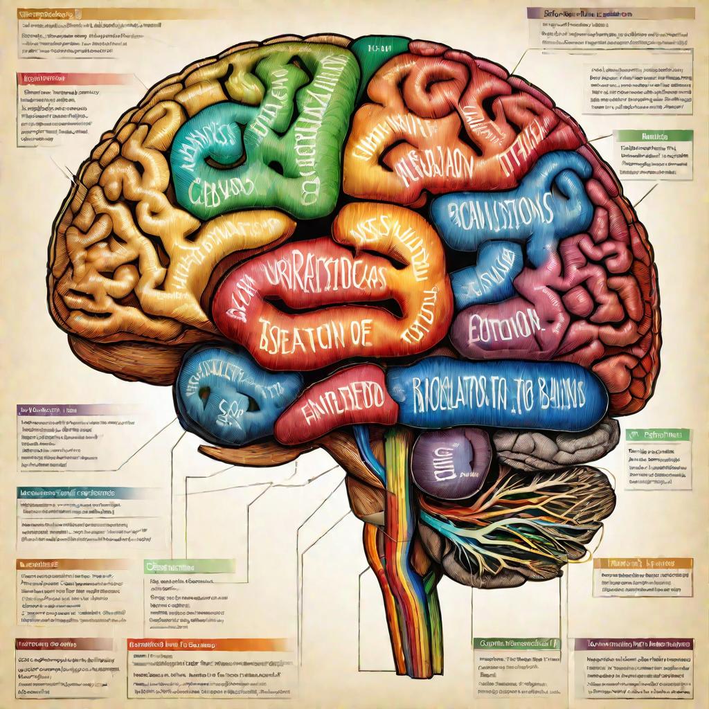 Рисунок мозга человека с обозначением функций разных участков