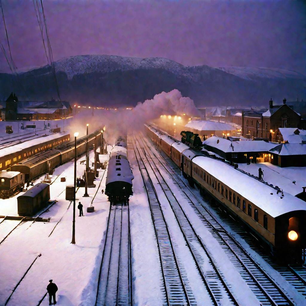 Железнодорожный вокзал в снегу