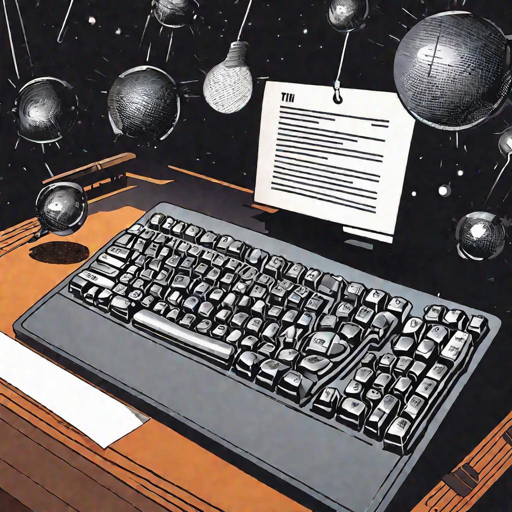 Близкий кадр клавиатуры компьютера со вспомогательным текстом