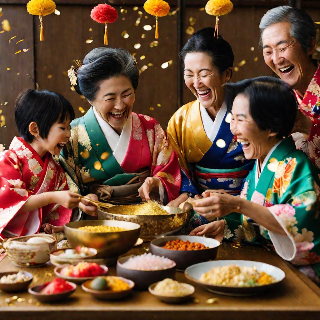 Японская семья в кимоно