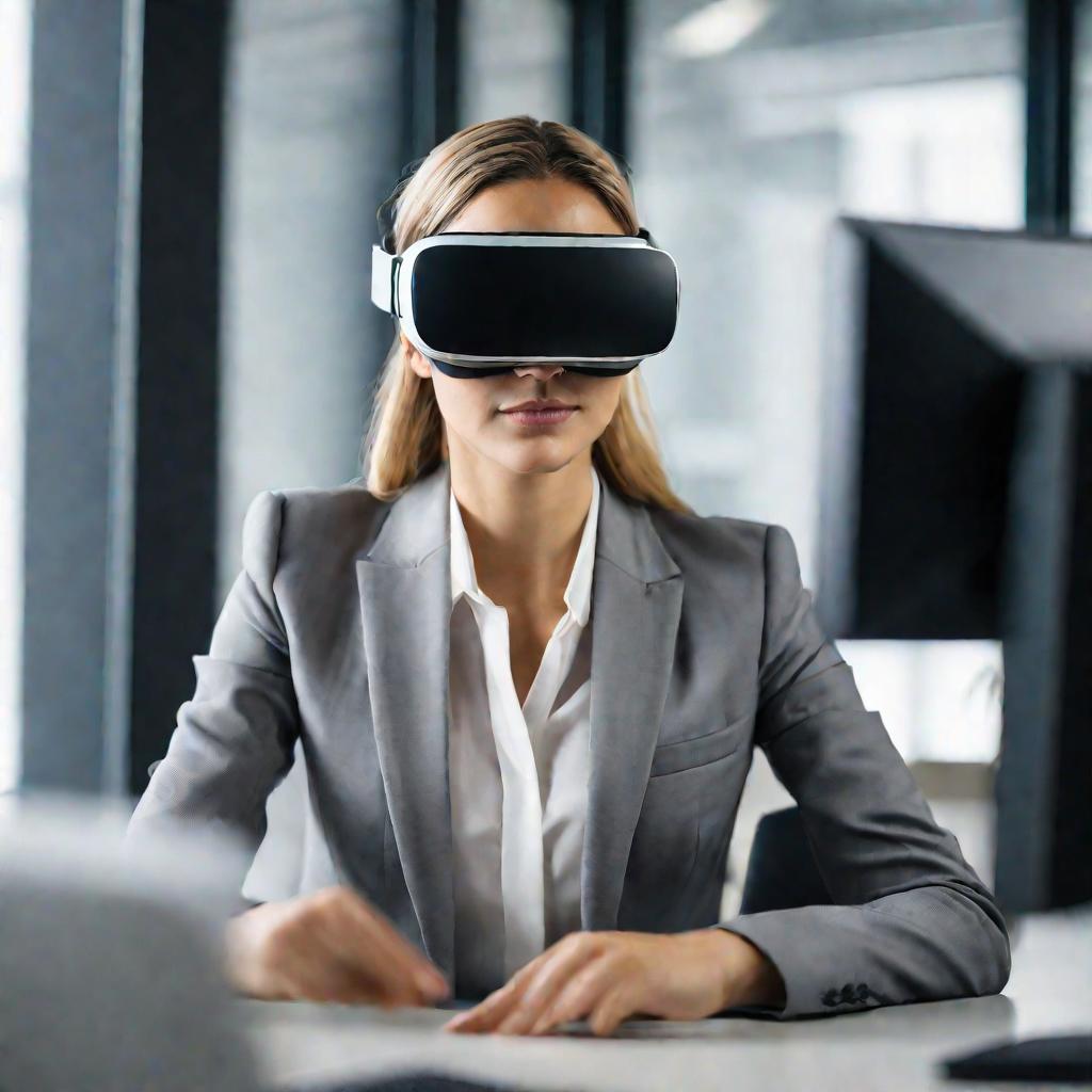 Девушка снимает очки виртуальной реальности после прохождения теста