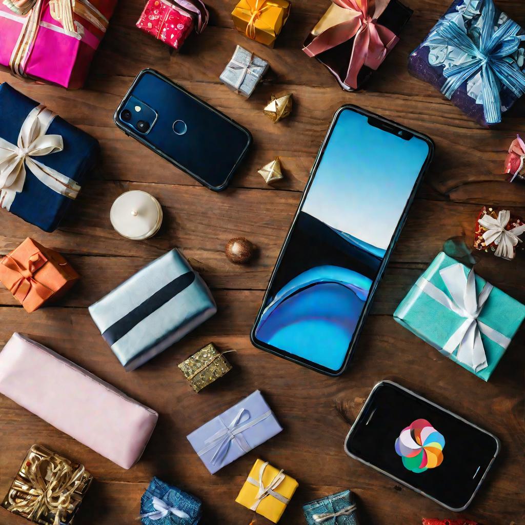На экране телефона открыта страница с разнообразными вариантами подарков ВКонтакте