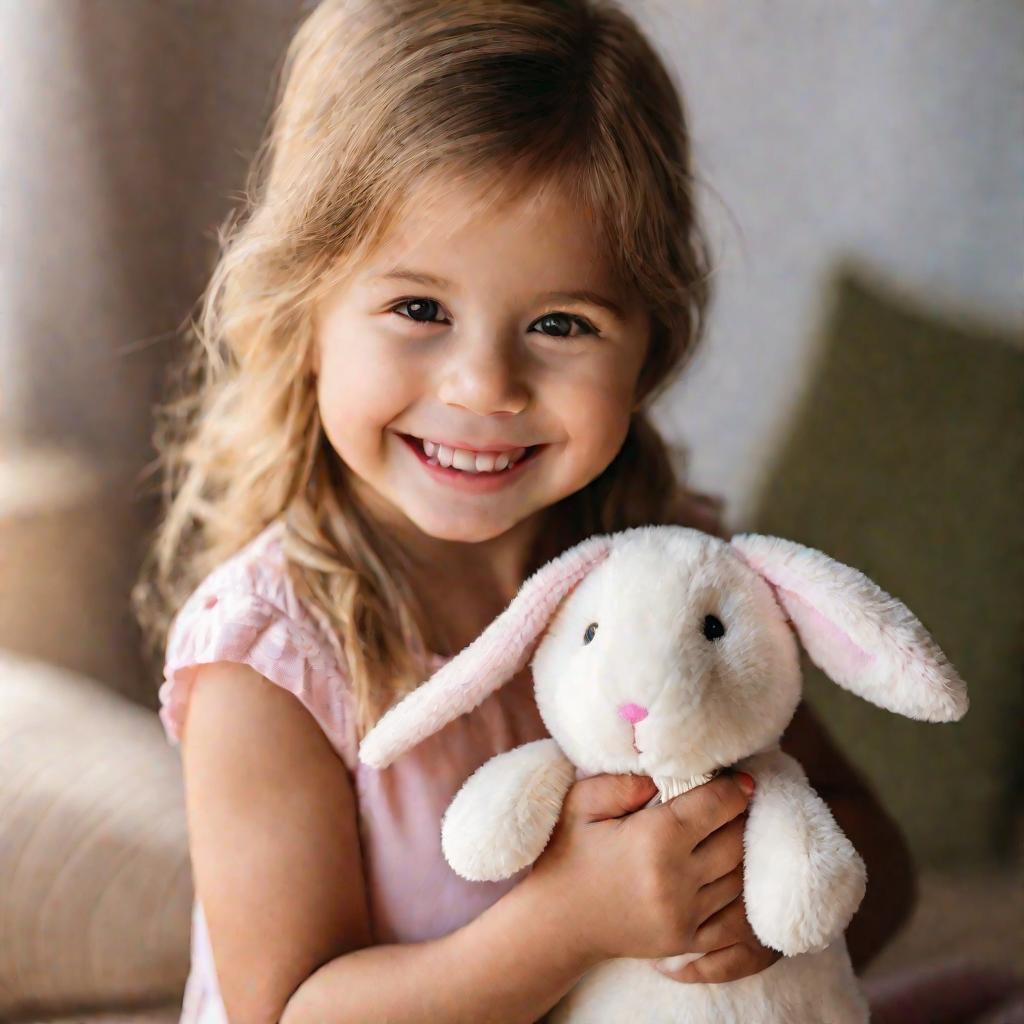 Девочка с игрушечным кроликом