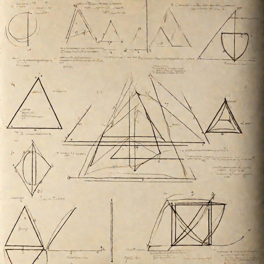 Доказательство теорем о треугольниках и описанных окружностях в тетради
