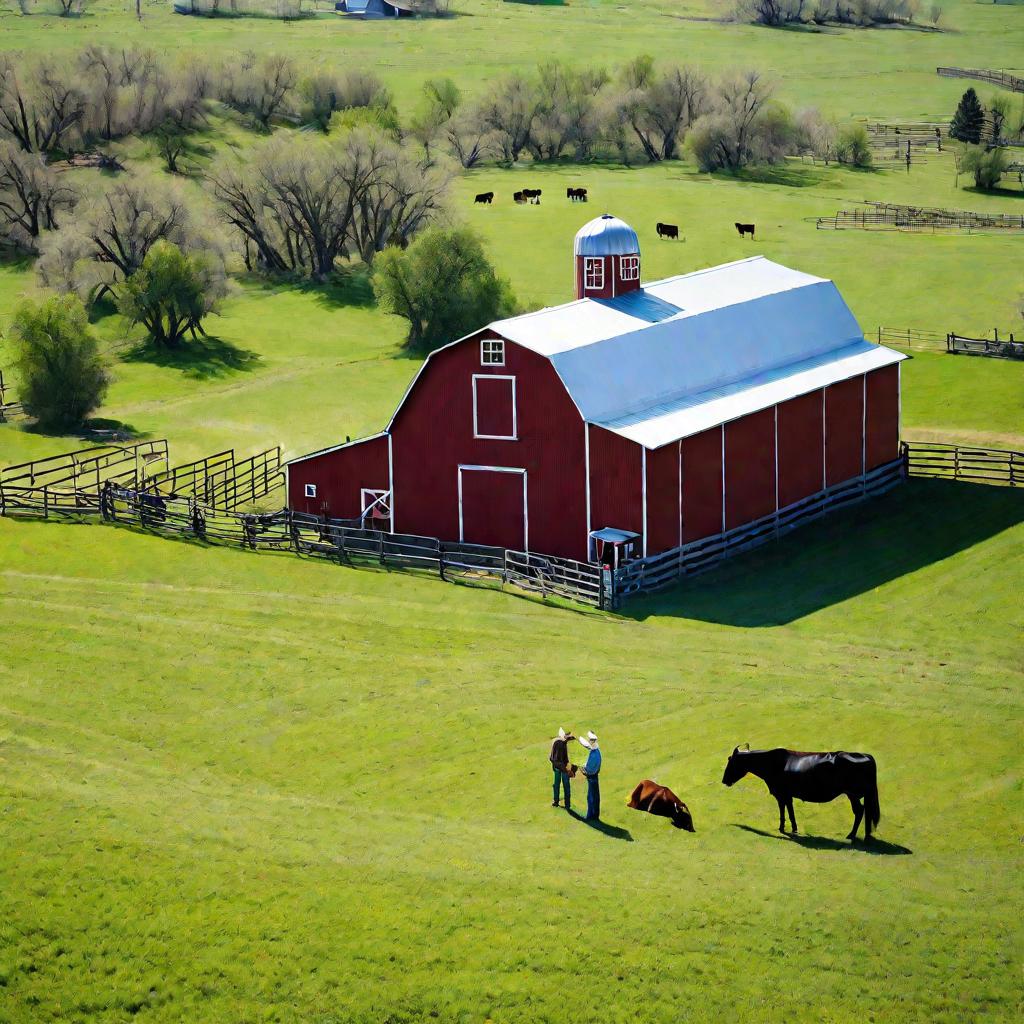 На ранчо ветеринар осматривает корову