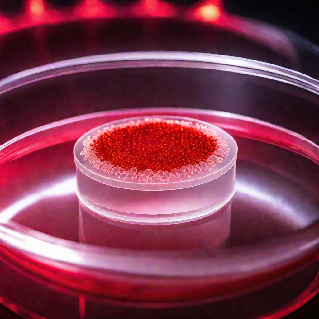 Светящиеся колонии бактерий в чашке Петри