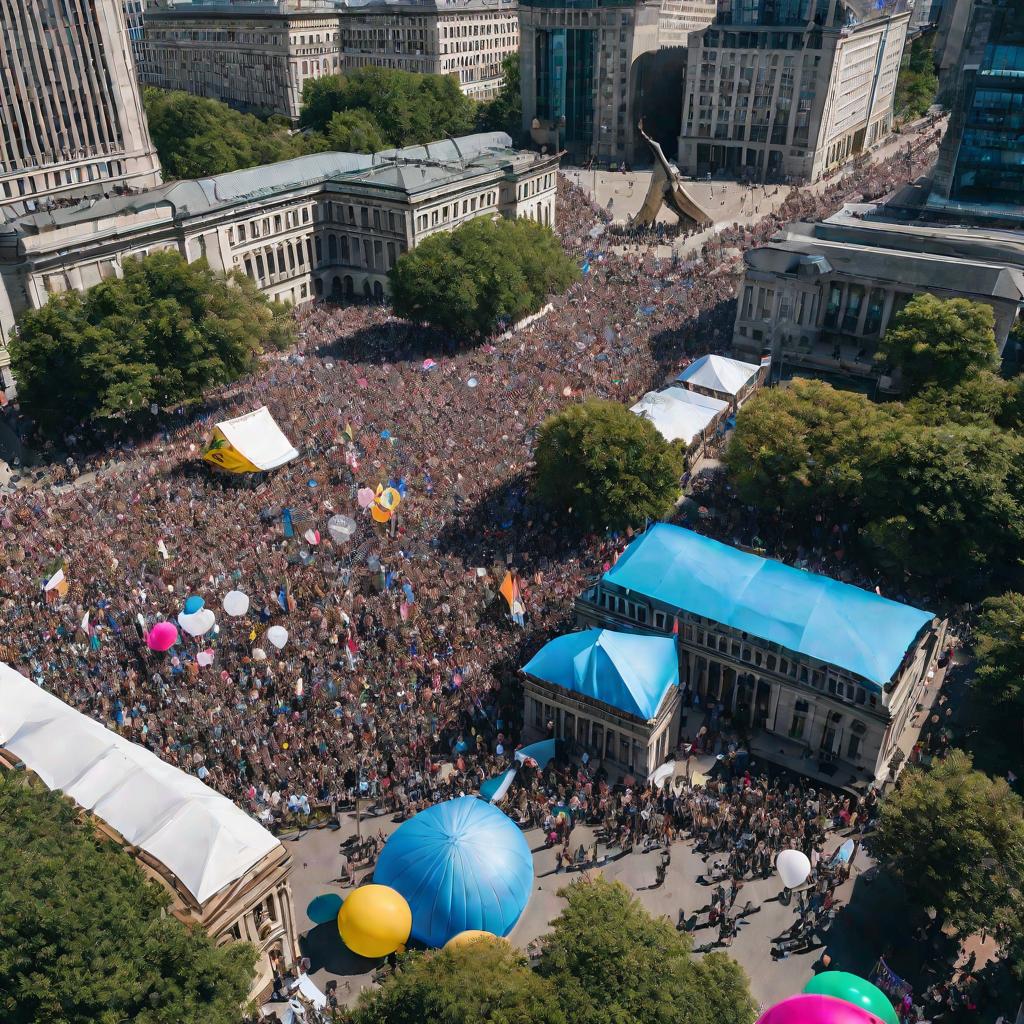 Большая толпа на митинге за равноправие.