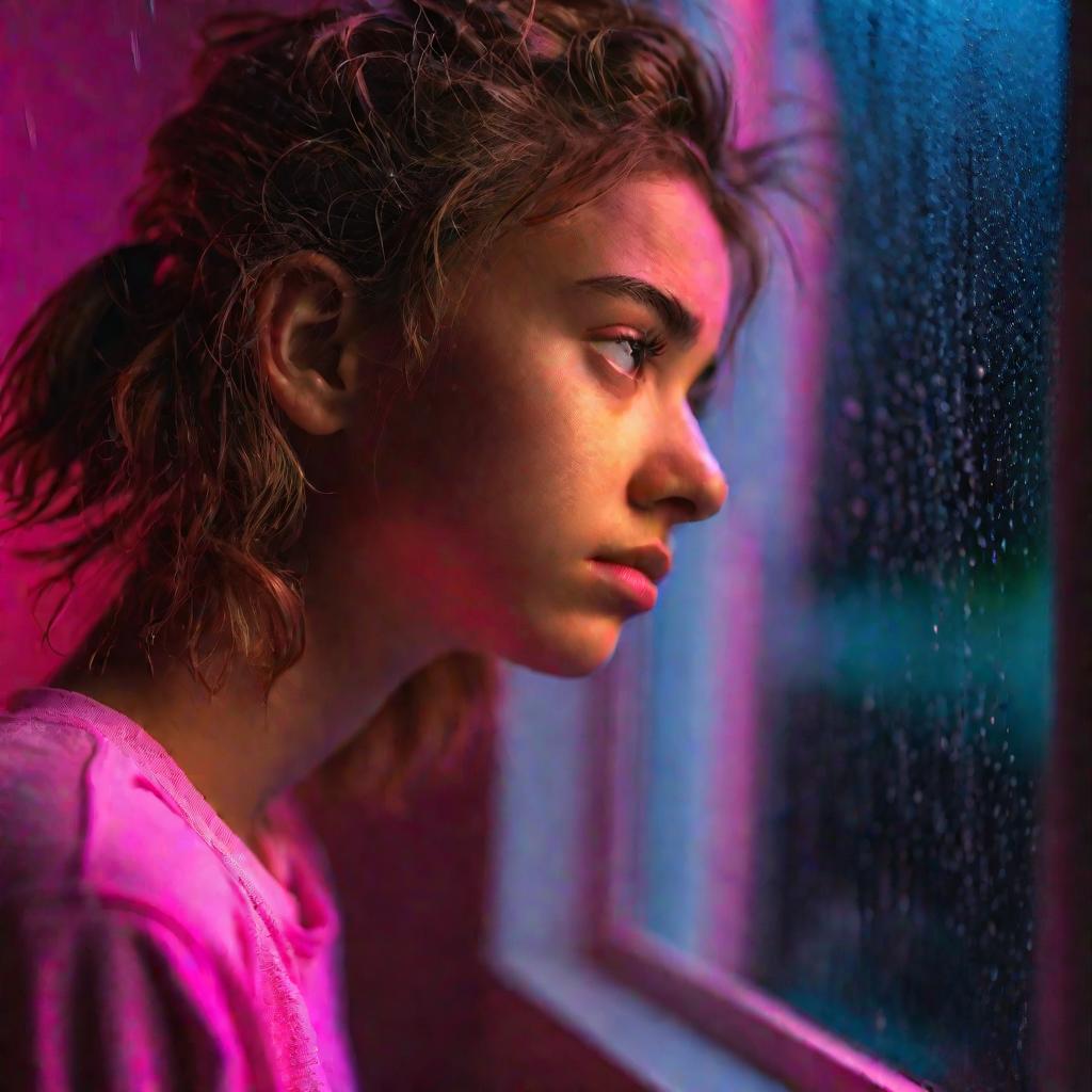 Девушка-подросток у окна в студии